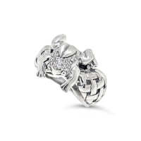 silver frog ring diamonds