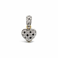 silver heart charm with gold front