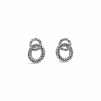 silver hoop drop earrings