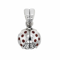 silver ladybug pendant with garnets