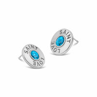 silver lifesaver earrings blue topaz