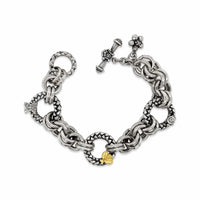 silver link bracelet with gold bee
