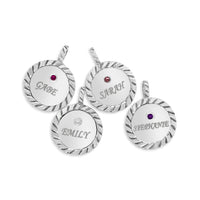 silver monogram charms with birthstones
