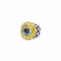 prasiolite ring with gold bezel