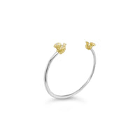 silver stacking  bangle bracelet with gold bees