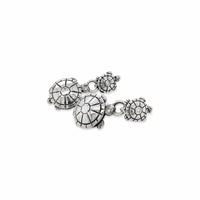 silver turtle dangle earrings with diamonds