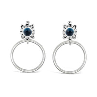 silver turtle hoop earrings with stone