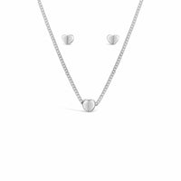 sterling silver heart necklace and pierced heart earring set
