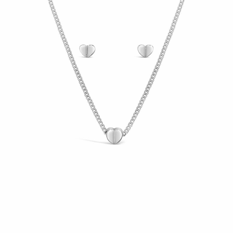 Triple Stone Heart Necklace and Earrings Set