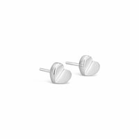 small sterling silver not flat heart stud earrings