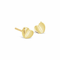 18k gold small petite love heart stud earring