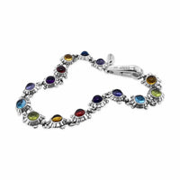small colored stone turtle bracelet silver