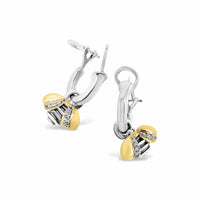 small diamond bee dangle earrings