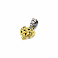 small silver heart with gold front