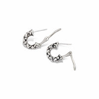 small woven hoop earrings silver