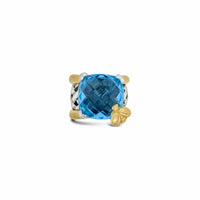 square checkerboard cut blue topaz ring