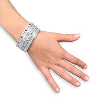 sterling silver woven bracelets with square blue topaz gemstones