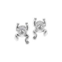 sterling silver frog earrings with diamonds