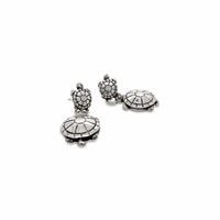 sterling silver turtle dangle earrings with diamonds