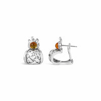 Gemstone Turtle Scoop Earrings | Silver Citrine Snappy Tina Earrings