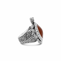 red stone turtle ring silver
