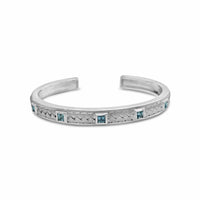 sterling silver princess cut blue topaz woven cuff bracelet