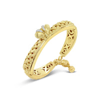 woven bangle bracelet with diamond bee
