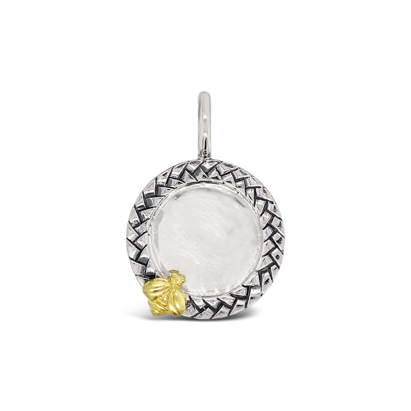 products/woven_bezel_monogram_charm_silver_with_gold_bee.jpg